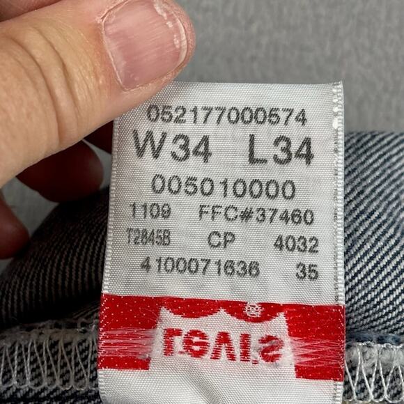 Levi's‎ Jeans Mens 34x34 Blue 501 Straight Leg Button Fly Denim Streetwear Y2K - Picture 10 of 16